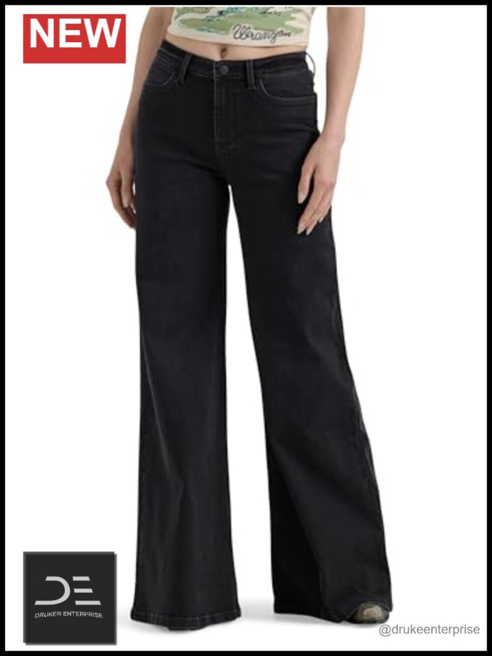 Womens Wide Leg Flare Jeans High Rise Stretch Denim Regular Fit 32 Inseam